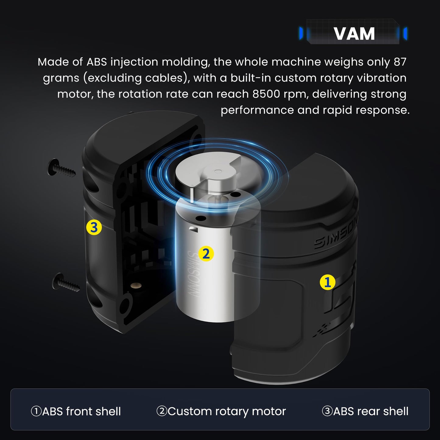 SIMSONN Plus X Sim Racing Pedals - VAM Pro Haptic Module, 2 PCS Set, PC Compatible, Vibration Motor for Enhanced Racing Experience