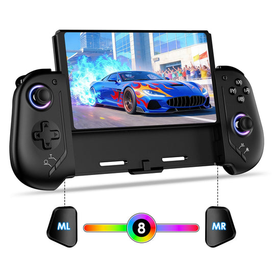 Moonag Switch Controllers Compatible with Nintendo Switch/OLED  Hall Effect One-Piece Controllers with 6-Axis Gyro  Motion Control  Wake-up  Dual Vibration  Turbo  1000mAh Battery  Black