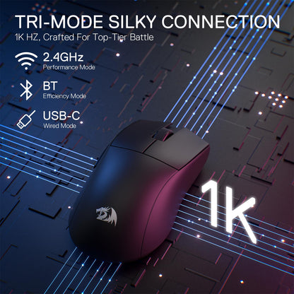 Redragon M916 PRO Wireless Gaming Mouse - 26K DPI, Ultra-Light, Ergonomic Grip, Full Programmable Buttons, Black