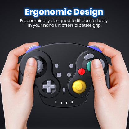 iNNEXT 2 Pack Wireless GameCube Controller - 2.4 GHz, Rechargeable, Plug and Play, Compatible with PC/iOS/Mac/Raspberry Pi, Indigo/Black