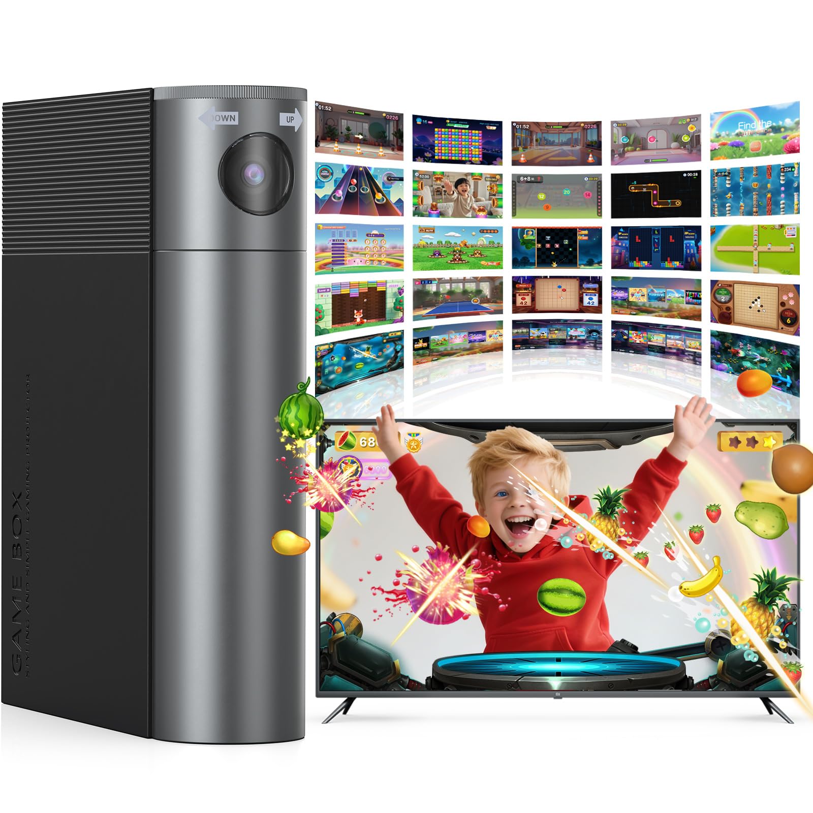 HAPHOM AR Motion Gaming Console for Kids - Active Video Game System with 21 Built-in Games Plug & Play Video Games with 2 Wireless Controllers for Family Game Nights  Playtime and Playdates-Black