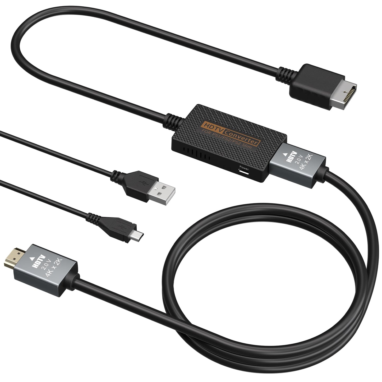 LA NREUCETS PS2 to HDMI Adapter for PlayStation 1/2/2 Slim - Black HDMI Converter Cable with HD Link Signal Output