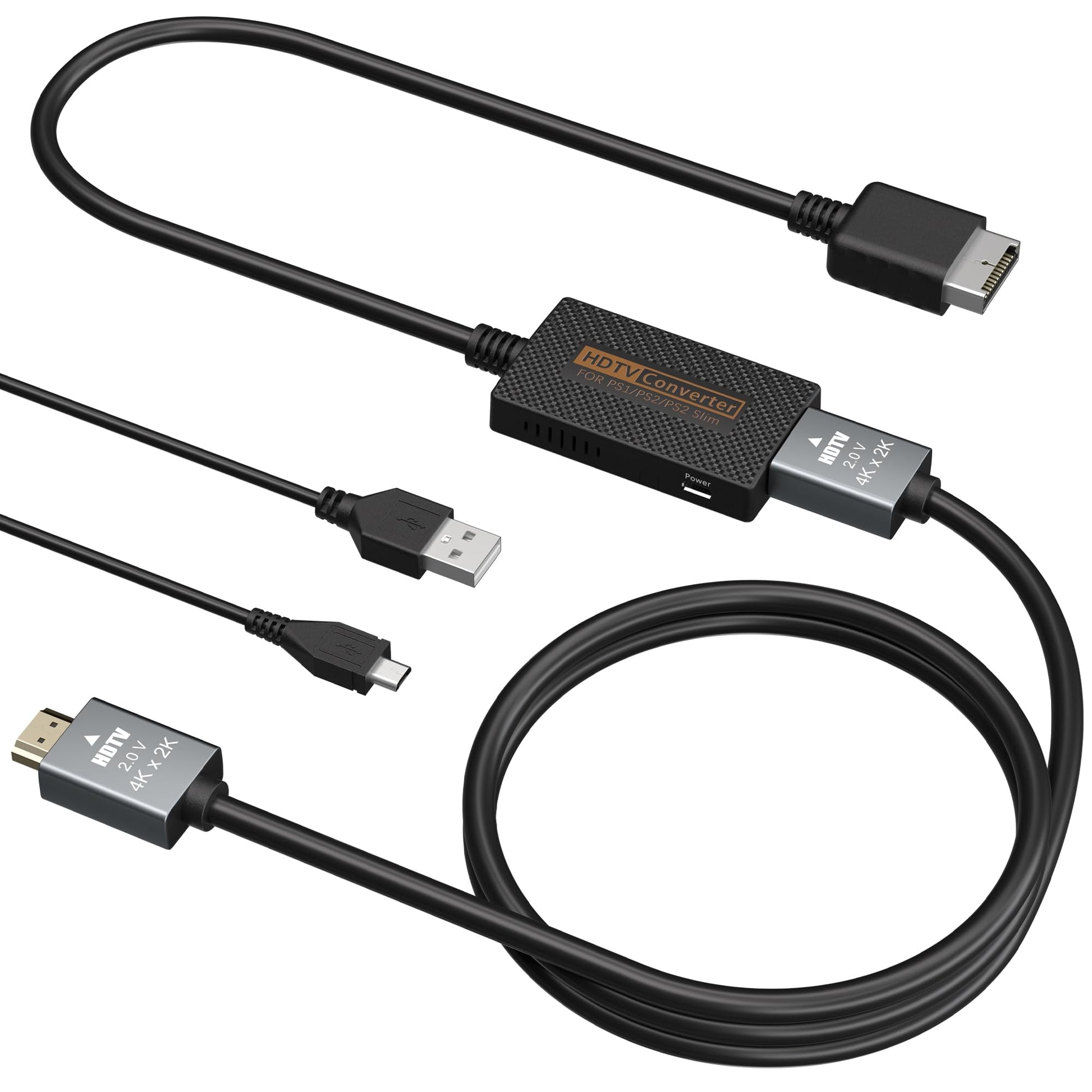 LA NREUCETS PS2 to HDMI Adapter for PlayStation 1/2/2 Slim - Black HDMI Converter Cable with HD Link Signal Output