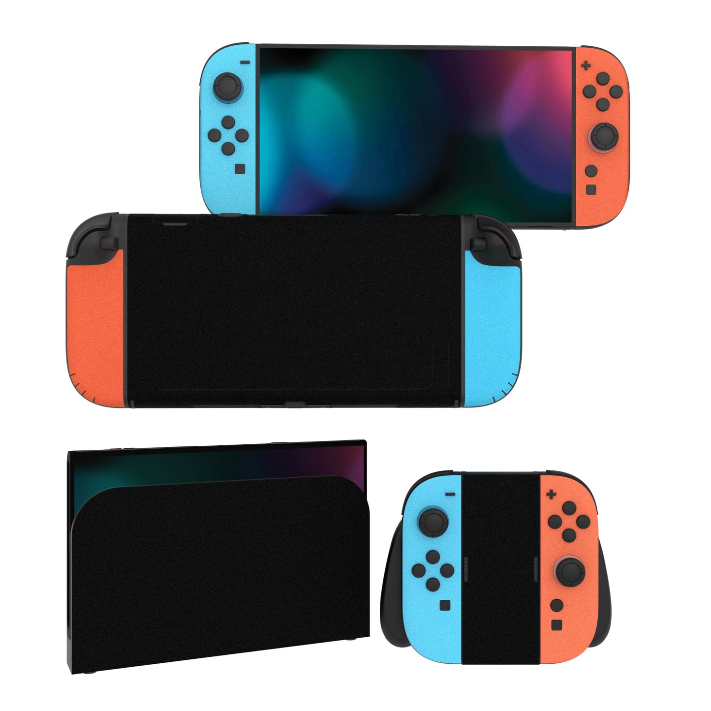 PlayVital for Nintendo Switch 2 Skin Full Set (2-Pack) - Protective Vinyl Decal Stickers for Switch 2 Console  Controller  Handle Grips & Dock | No Residue  Anti-Scratch - Blue & Orange