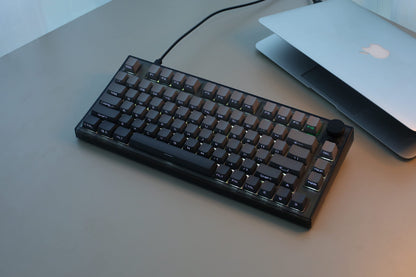 Keydous NJ80-AP Wireless Mechanical Keyboard - 75% Hot Swappable, Custom RGB, Gateron Milky Yellow Pro, Brass Plate, Bluetooth 5.0/2.4