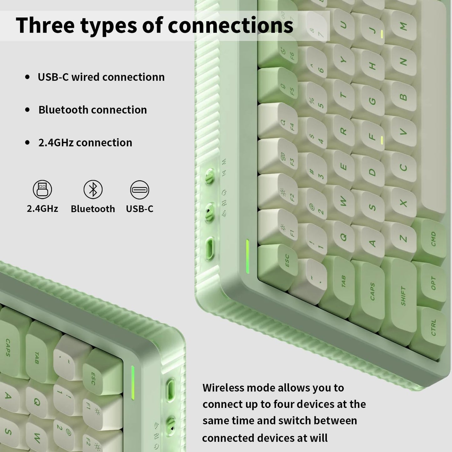 nuphy Halo96 V2 Wireless Keyboard, 96% Hot Swappable, RGB Backlit, Lemon Switches, Green