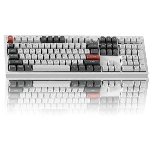 Keychron Q6 Ultra 8K Polling Rate Aluminum Wireless Mechanical Keyboard  2.4 GHz/Bluetooth/Wired Full-Size Custom RGB  Hot-Swappable Silk POM Red Switch for Mac Windows Linux - White
