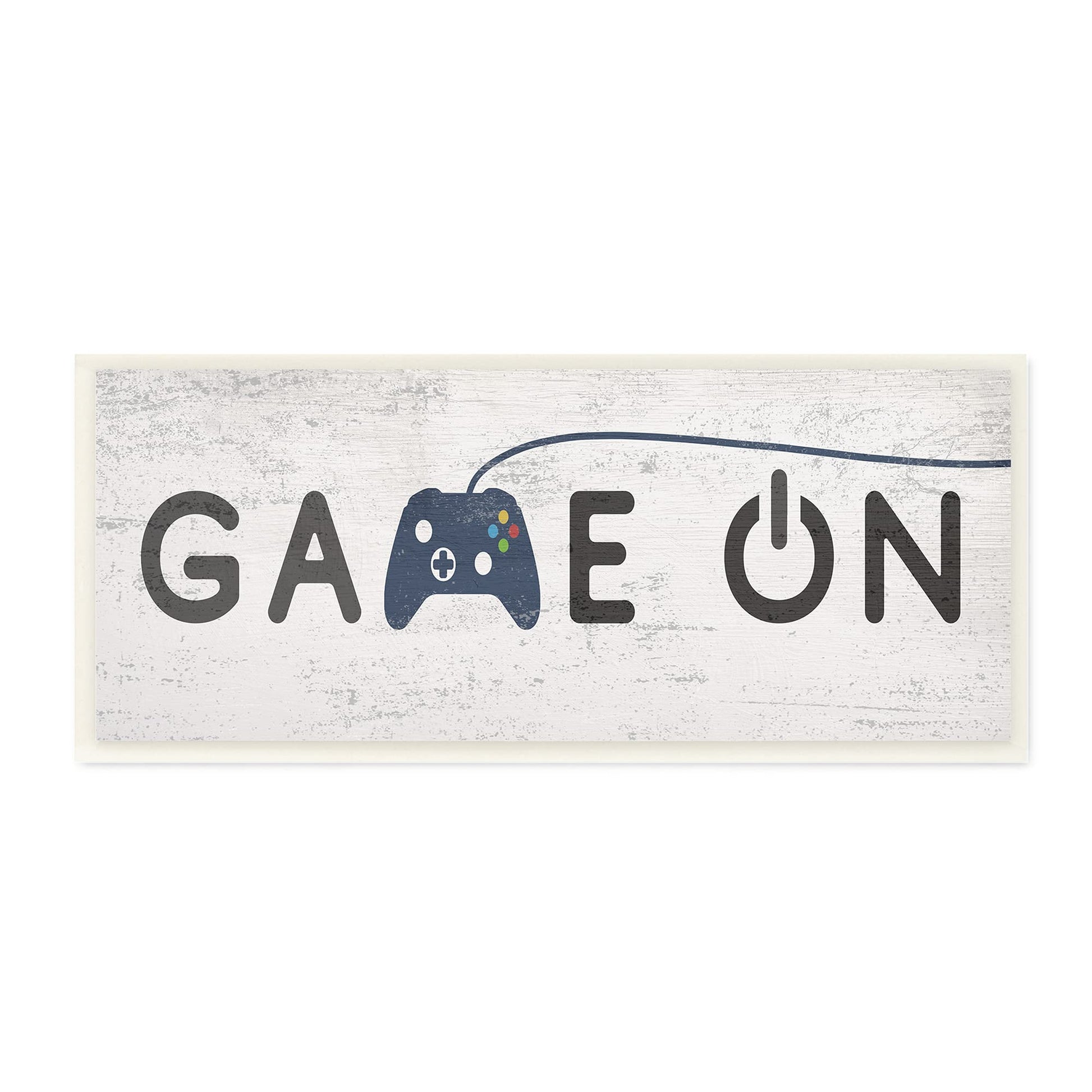 Stupell Industries Game On Video Gamer Phrase Blue Vintage Controller