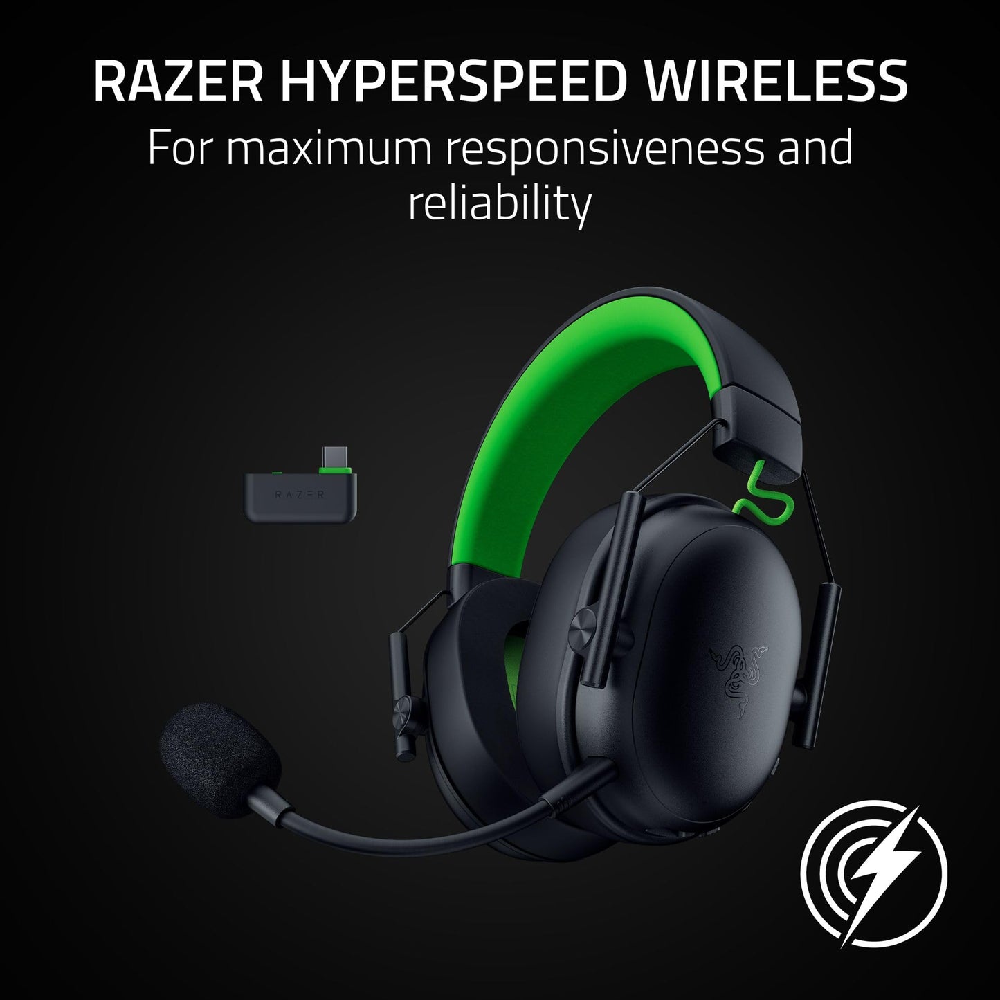 Razer BlackShark V3 X Wireless Gaming Headset - 50mm Drivers, Cardioid Mic, 2.4 GHz, Bluetooth - Black - Model RZ04-05420200
