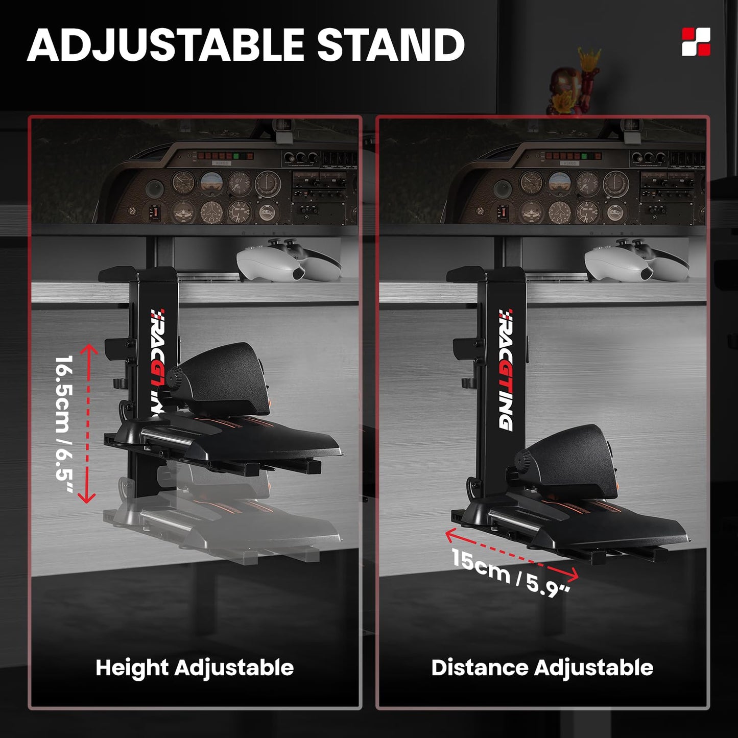 RACGTING Hotas Mount for Logitech X56/X52/X52 Pro & Thrustmaster Joysticks, 2 PCS Black Desk Mount for Flight Simulators