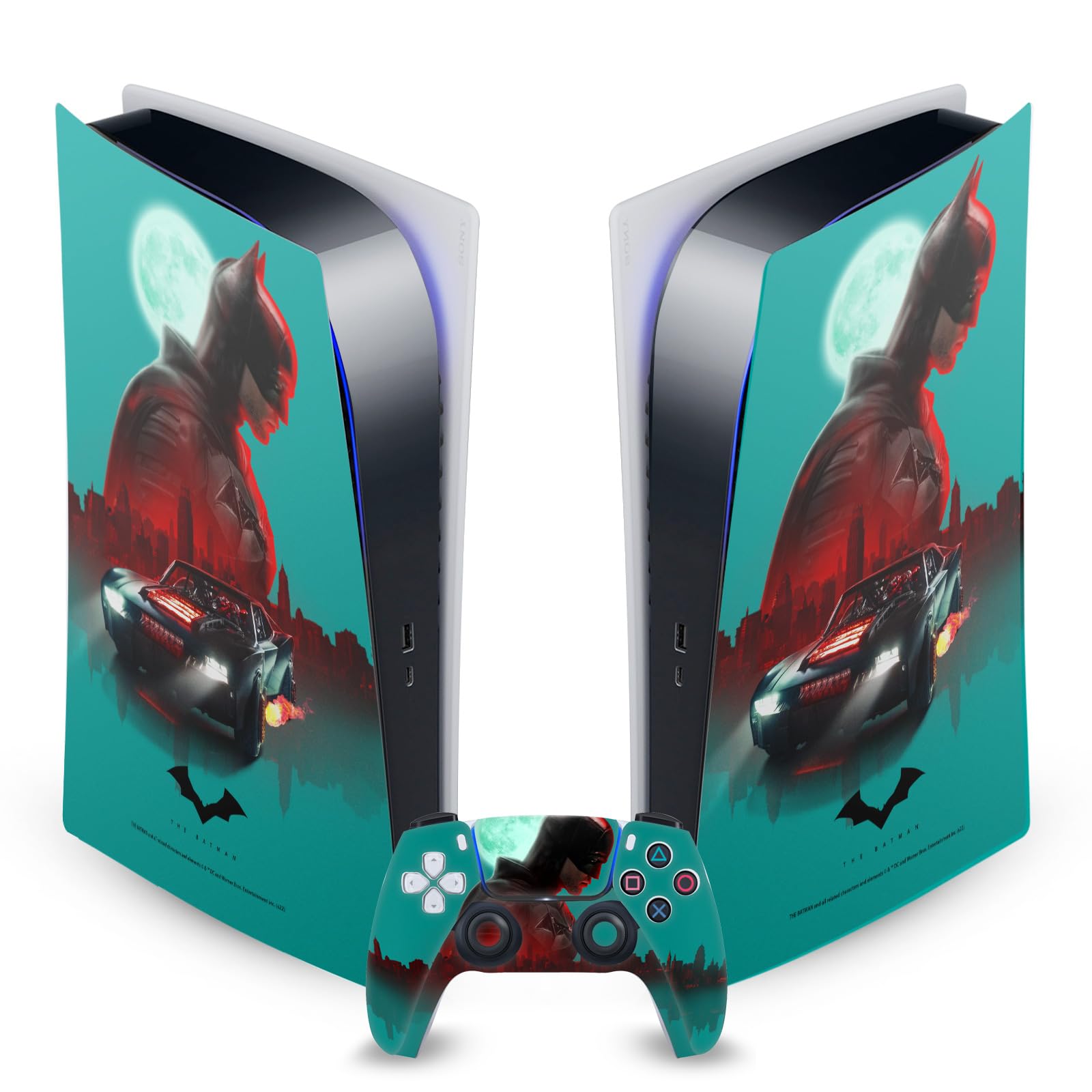 Head Case Designs Officially Licensed The Batman Gotham Batmobile Neo-Noir and Posters Vinyl Faceplate Gaming Skin Decal Compatible With Sony PlayStation 5 PS5 Digital Console and DualSense Controller