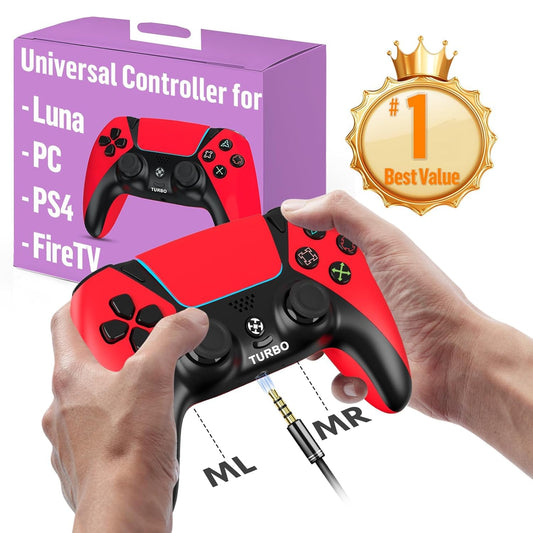 Enstixsm Replacement for Luna Controller for Fire TV PC Controllers Wireless for Gaming for Luna Firestick Gamepad with Back Paddles 1200mAh Battery Turbo Dual Motors No Drift ALPS Joystick Mando Red