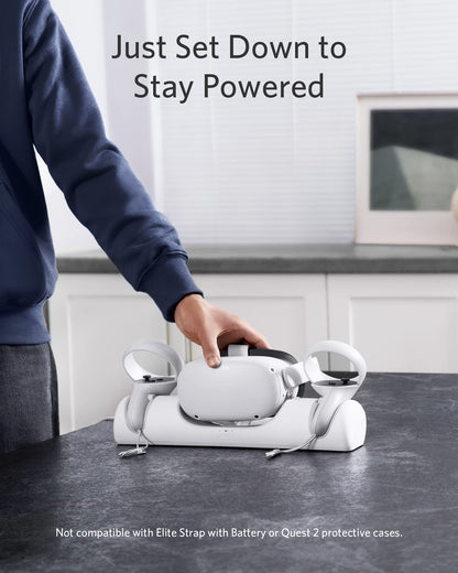 Anker Oculus Quest 2 Charging Dock - Certified Stand with Controller Mount, 2 Rechargeable Batteries, USB-C Charger, White