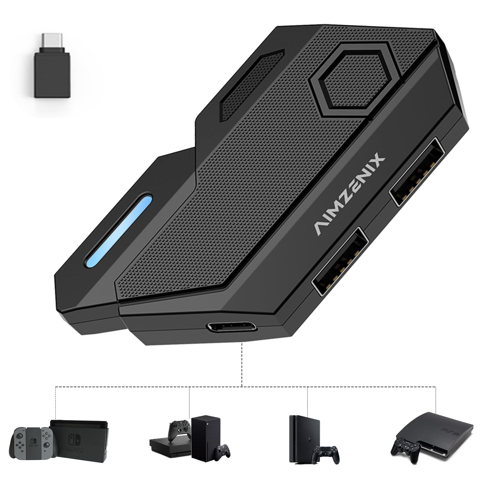 Arvin Keyboard and Mouse Adapter for Nintendo Switch  Xbox Series/Xbox One/Xbox 360  PS3/PS4  Switch Adapter Keyboard and Mouse Converter Support Custom Key Mapping  Adjustable Mouses Sensitivity