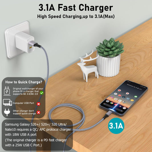 Generic Extra Long USB C Charger Cable 16FT 2Pack, 3.1A Braided for PS5/Xbox/Switch, Grey, Model PS5CABLE5M