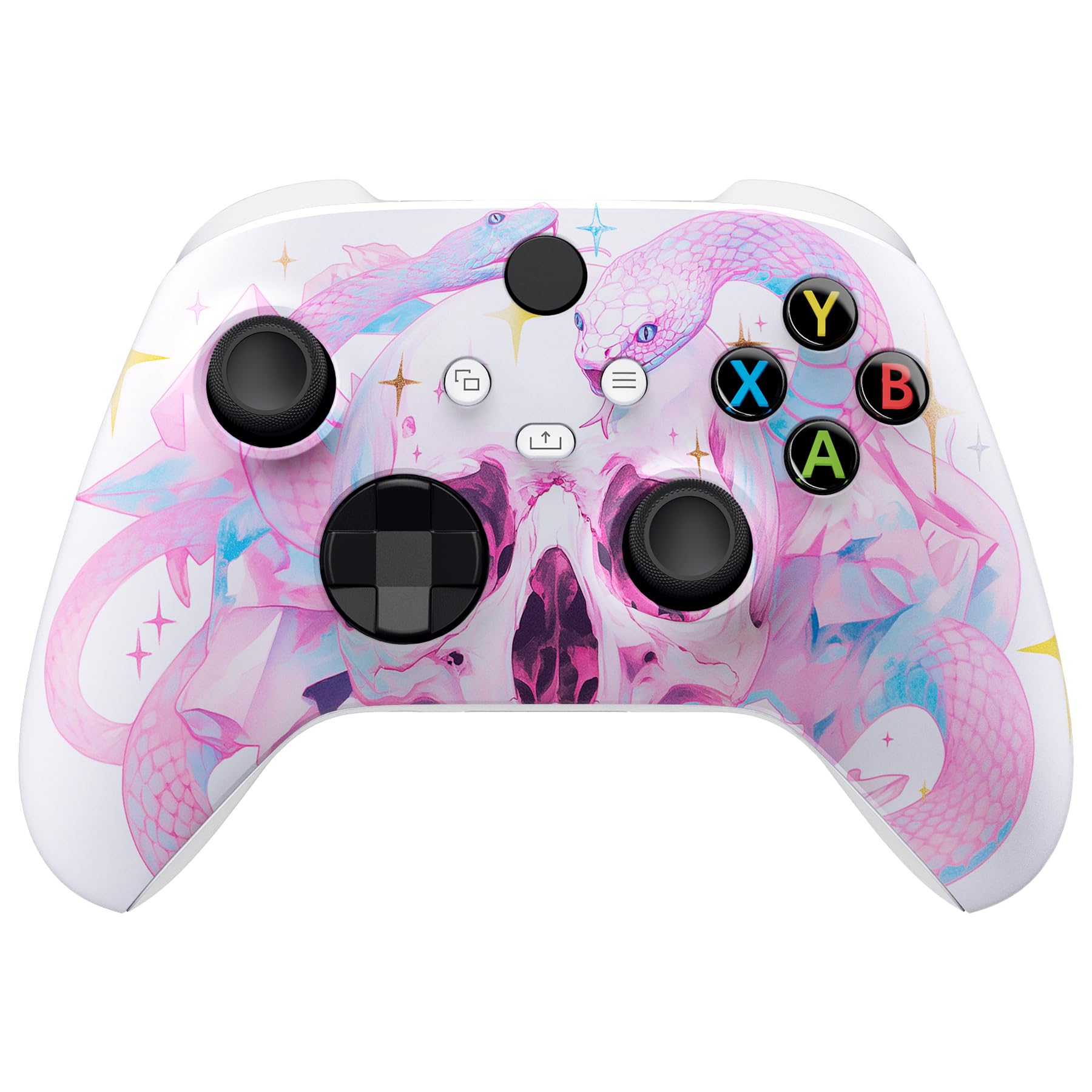 eXtremeRate Replacement Shell for Xbox Series X & S Controller - Unleash Your Style - Celestial Serpents Embrace Custom Acessories Skin Front Housing Cover for Xbox Core Controller [Control Without]