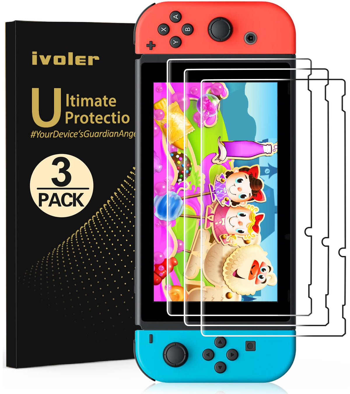ivoler 3-Pack Screen Protector Tempered Glass for Nintendo Switch 6.2  Transparent HD Clear Anti-Scratch Screen Protector Compatible Nintendo Switch 6.2