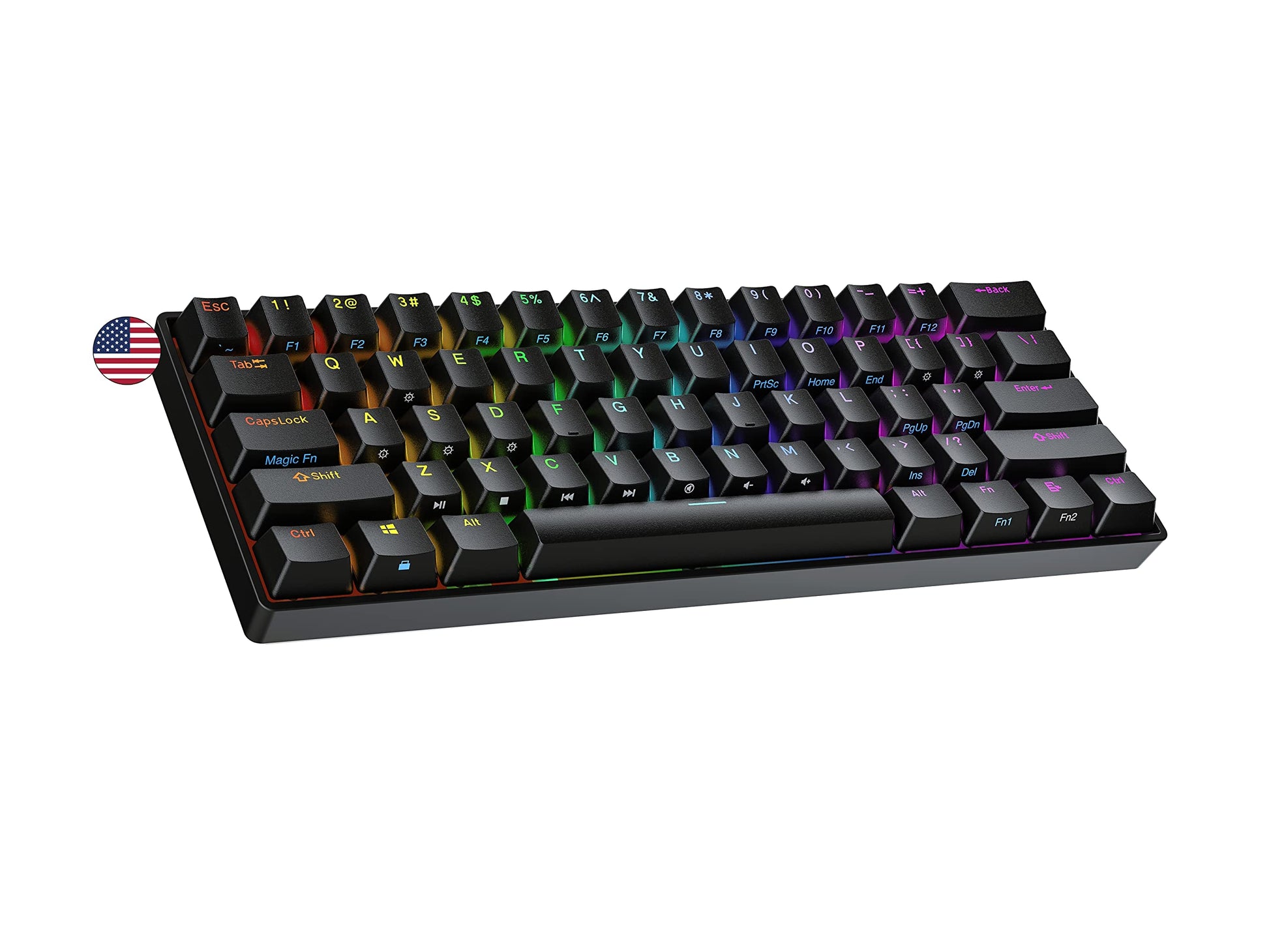 Ranked Supernova 60% Mechanical Gaming Keyboard | Hot Swappable | 61 Keys RGB LED Backlit | Black | Gateron Optical Brown