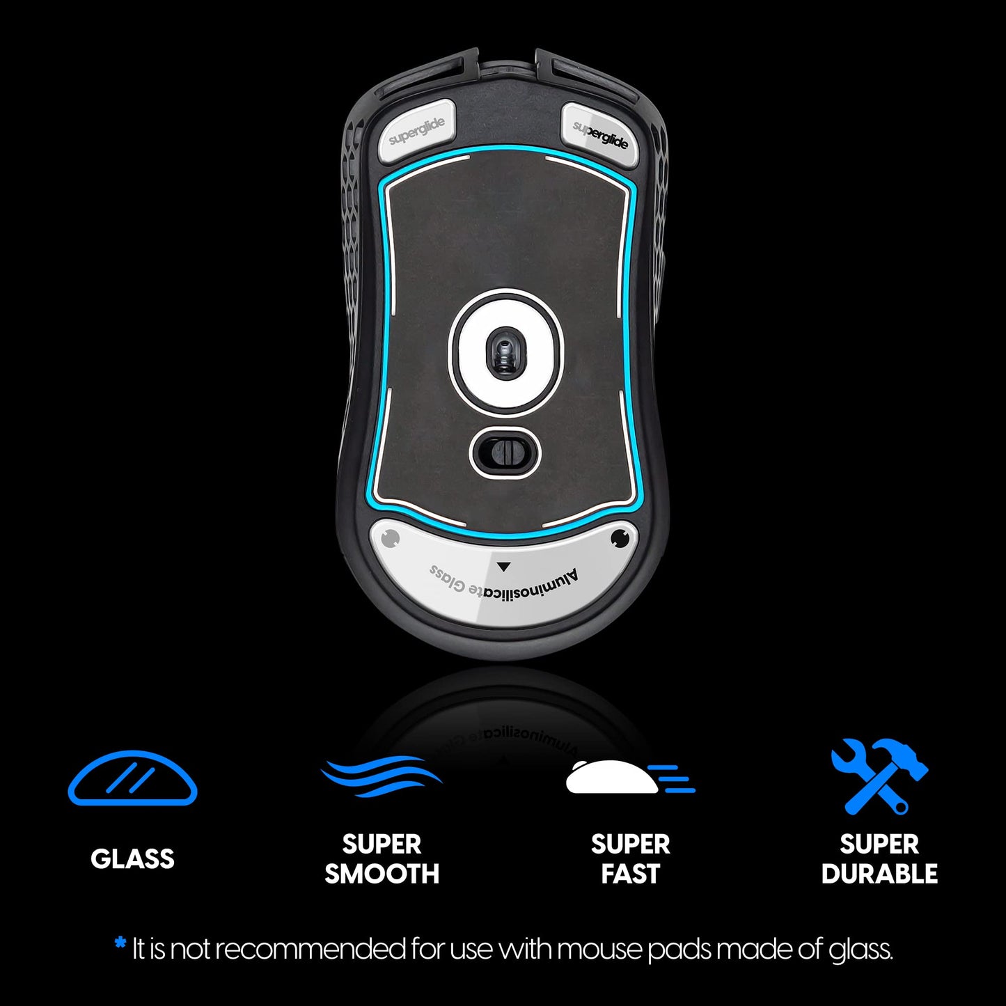 Pulsar Gaming Gears Superglide Mouse Feet - Ultra Strong Glass, Small, GHSSGW, Fast & Smooth, Ideal for G-Wolves Hati-S Wireless