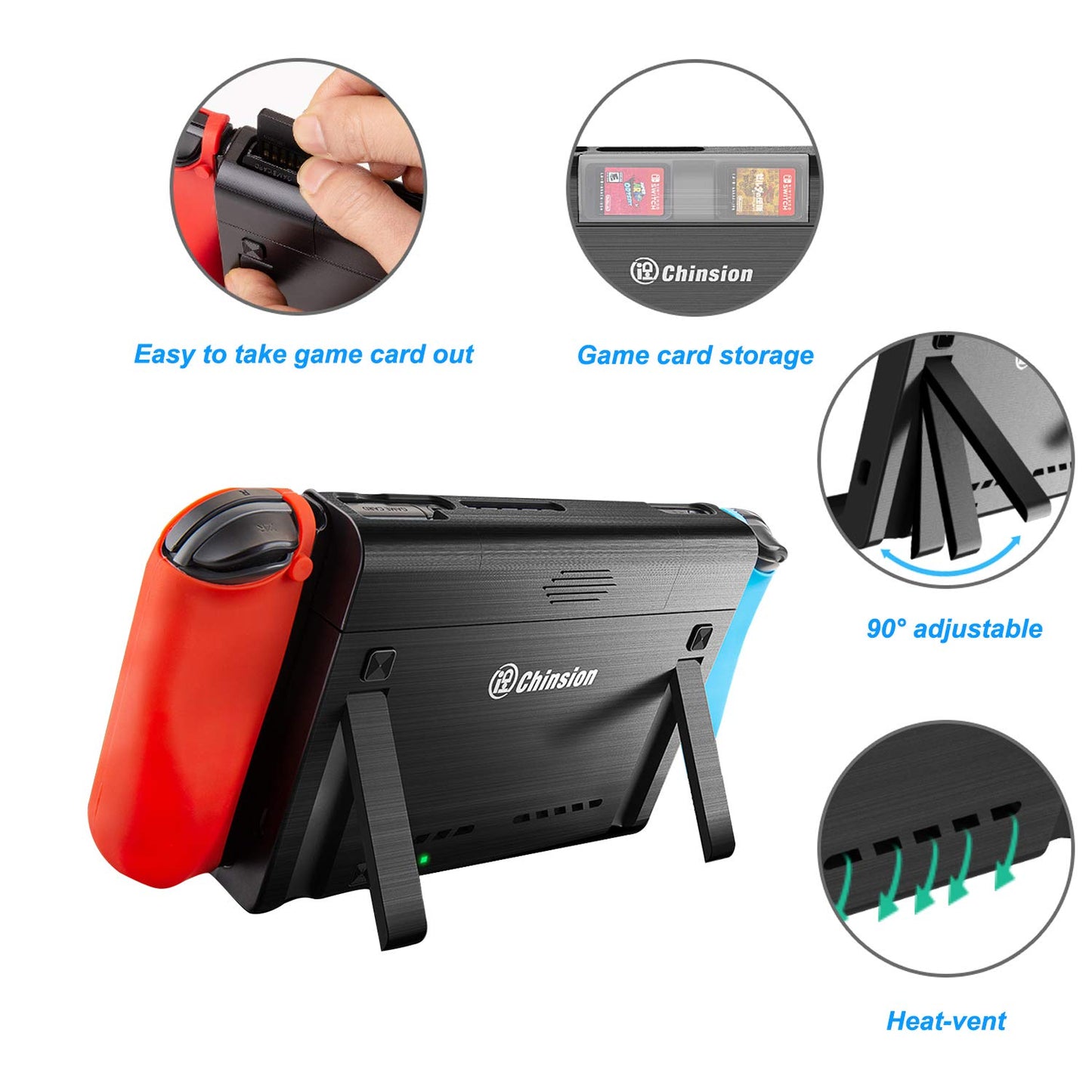 ID CHINSION 10000mAh Battery Pack for Nintendo Switch & OLED, Portable Charger Case, Black, Model CP-B-007