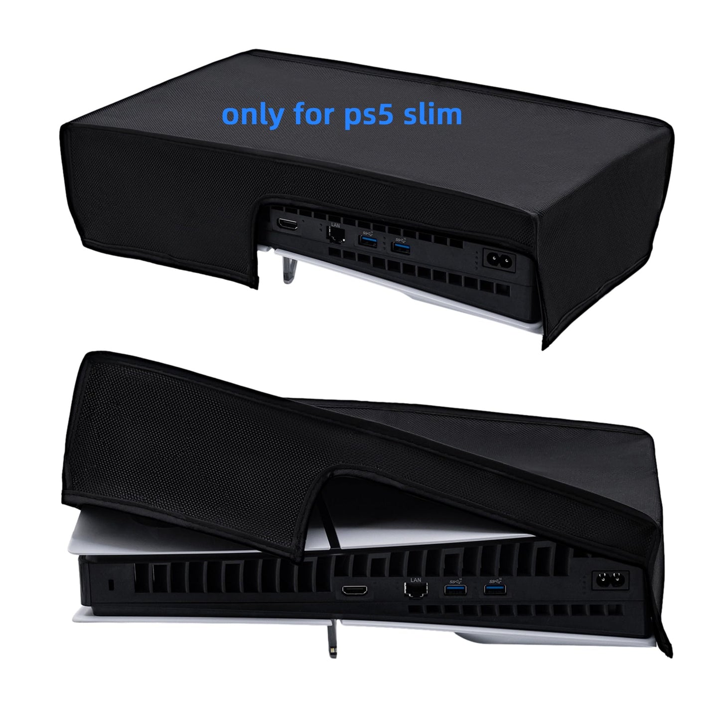 Mcbazel Horizontal Dust Cover for PS5 Slim Console Only, 1680D Oxford Cloth Anti-Scratch Backend Cutaway Design Protective Case 