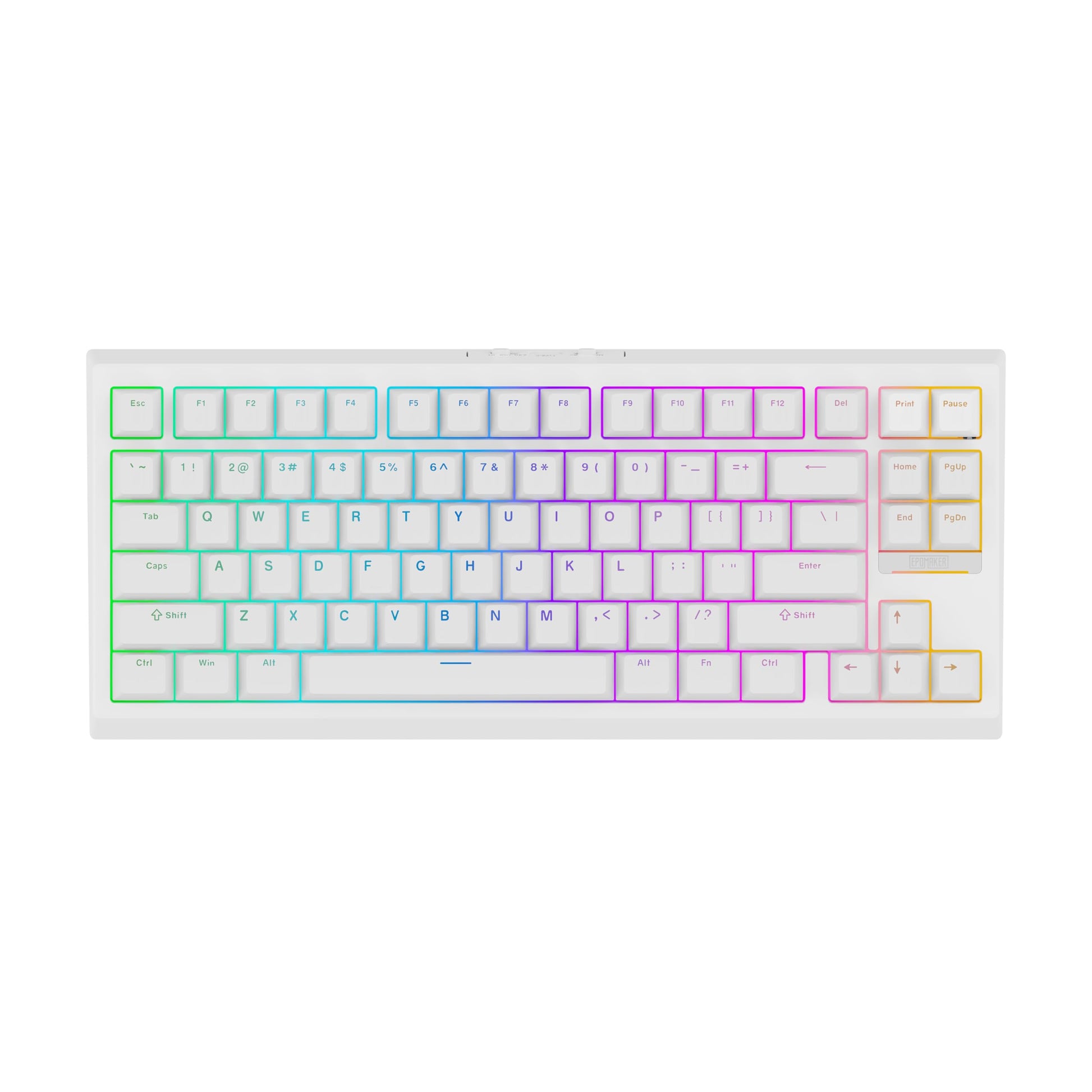 EPOMAKER G84 80% RGB Gaming Mechanical Keyboard  2.4GHz/ Type-C/BT Wireless Keyboard  QMK/VIA Programmable  Hot-Swappable  NKRO  with Shine Through PBT Keycaps for Gamers (White  Creamy Jade Switch)