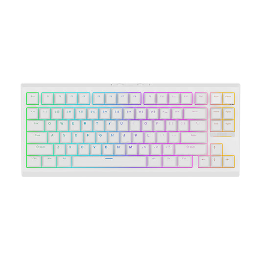 EPOMAKER G84 80% RGB Gaming Mechanical Keyboard  2.4GHz/ Type-C/BT Wireless Keyboard  QMK/VIA Programmable  Hot-Swappable  NKRO  with Shine Through PBT Keycaps for Gamers (White  Creamy Jade Switch)