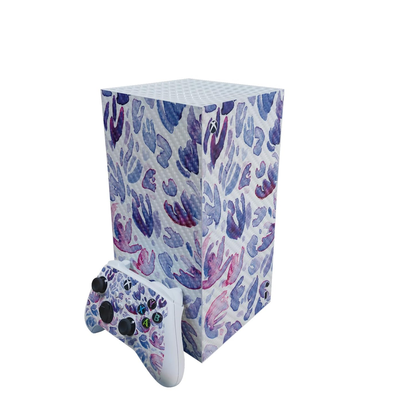 Carbon Fiber Gaming Skin Compatible With Microsoft Xbox Series X Digital Edition Bundle - Blue Petals - Premium 3M Vinyl Protective Wrap Decal Cover - Easy To Apply | Crafted in the USA by MightySkins