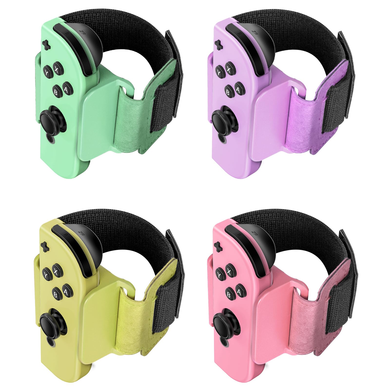 [4 Pack] Wristband for Just-Dance 2025 2024 2023 2022 Nintendo Switch/for Zumba Burn It Up  Band for Joy-Con Grip  Adjustable Wrist Strap for Adult Teens and Kids (Pastel (Green Purple/Yellow Pink))