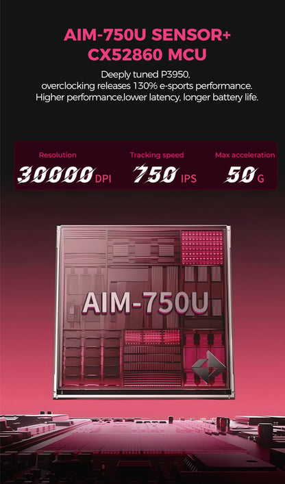 DAREU AE6 Pro Wireless Gaming Mouse, 30K Sensor, 59g Lightweight, Magenta, Dual 8K Polling, Programmable, Display Charging Dock