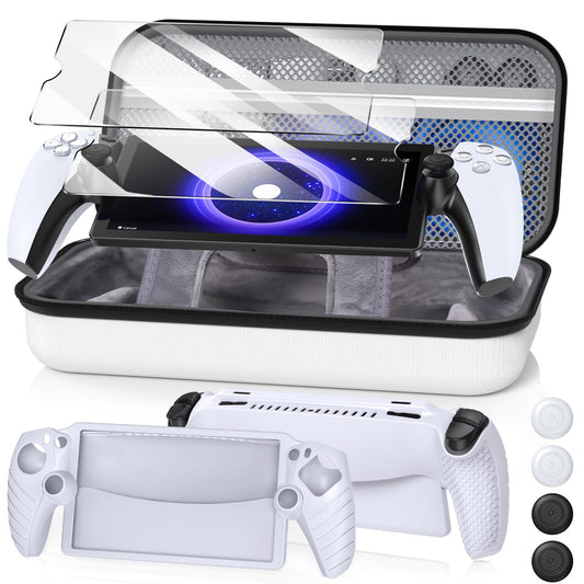 10 in 1 Accessories Set Compatible with PlayStation Portal  EVA Carrying Case for PS5 Portal  Soft Silicone Protective Cover  2Pack HD Screen Protectors  4 Thumb Grip  2 Cleaning Kit  PS Portal Accessory