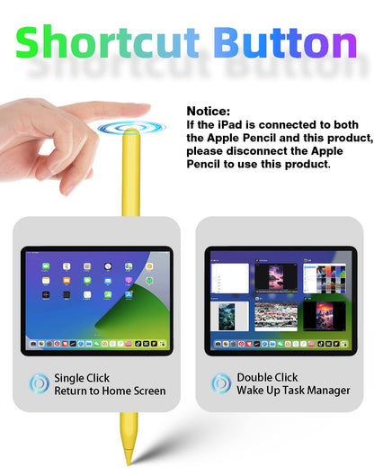 Gnanlen iPad Pencil 2nd Gen - Magnetic Wireless Charging, Compatible with iPad Pro 11/12.9, Air 4/5, Mini 6 - Yellow, Model Pencil