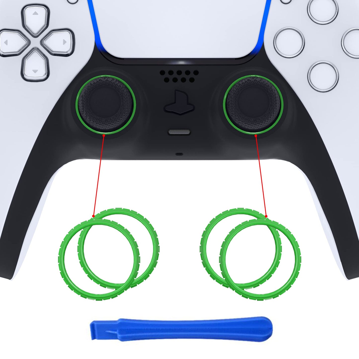 eXtremeRate Green Replacement Accessories for PS5 Controller  Custom Accent Rings for PS5 Controller - Controller NOT Included
