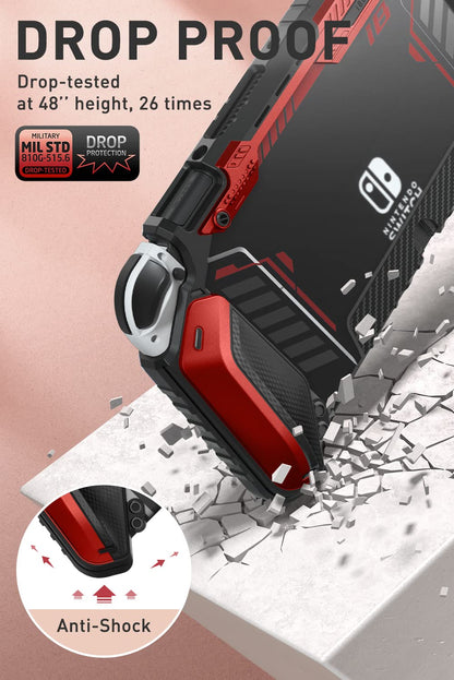 i-Blason Armorbox Case for Nintendo Switch OLED - Dockable, Anti-Scratch, Comfortable Grip, Red