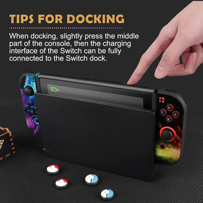 DLseego Cartoon Balls Switch Case - Soft TPU Shell, Shockproof, Scratch Resistant, Includes 4PCS Thumb Grips, Colorful Design