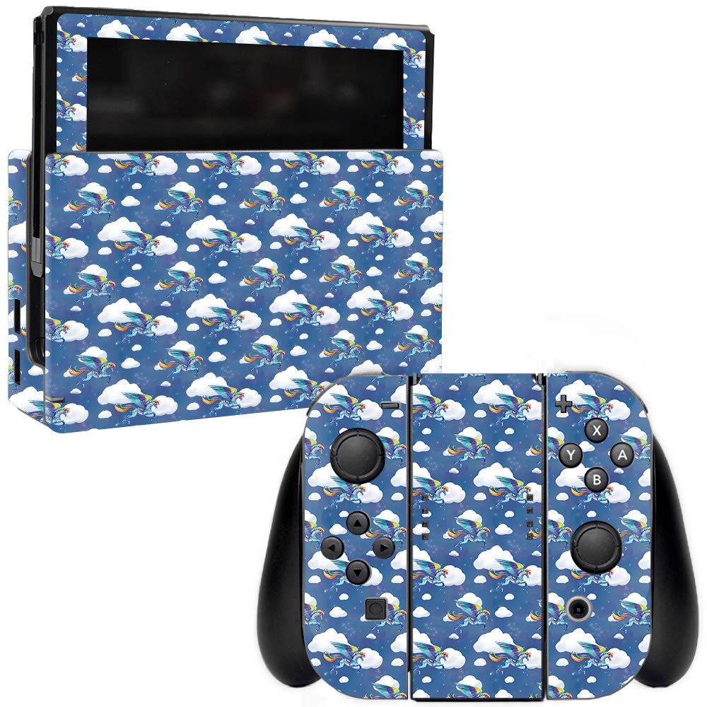 MIGHTY SKINS Nintendo Switch Skin - Rainbow Pegasus Vinyl Decal Wrap | Durable, Easy Apply/Remove, Made in the USA | Model: NISWI-Rainbow Pegasus
