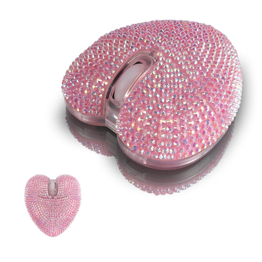 elec Space Wireless Bluetooth Mouse – Heart-Shaped, Rechargeable, Silent, RGB Light, Pink