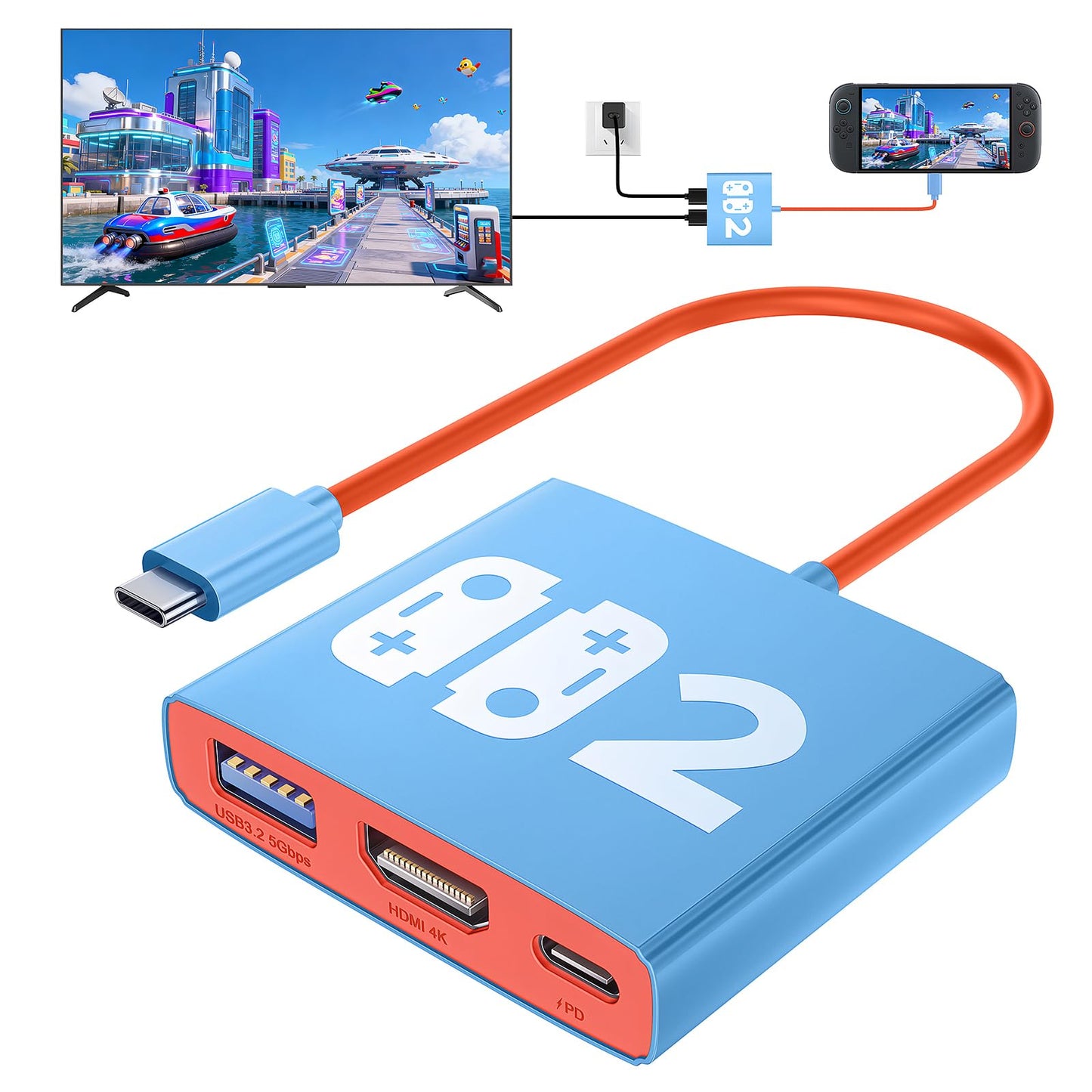 3-in-1 Switch 2 Dock  Bemkiru Portable Travel Dock Accessories for Nintendo Switch 2/1/OLED/ROG Ally/Legion GO  Switch 2 Docking Station TV Adapter with HDMI 4K@60Hz  USB 3.2 and PD 100W