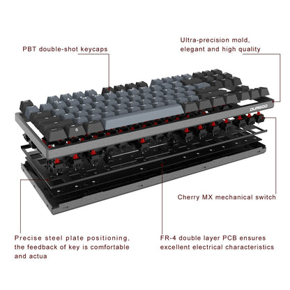 DURGOD Taurus K320 TKL Mechanical Gaming Keyboard - 87 Keys, Cherry Red, Black, PBT, USB Type C, NKRO