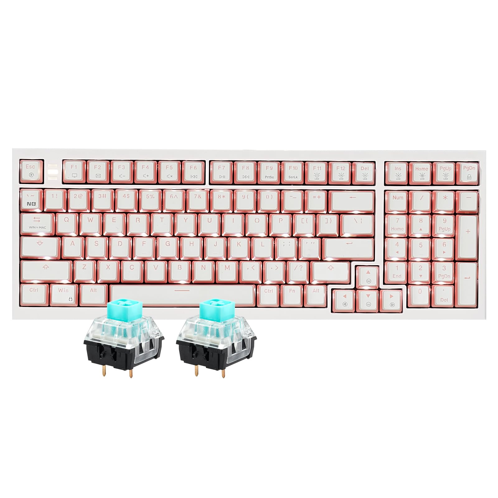 Hexgears X4 Wired Mechanical Keyboard with Number Pad  USB-C Hot Swappable Custom Keyboard  Pre-lubed Clicky Switches  White LED Backlit Computer Gaming Keyboards for PC/Tablet