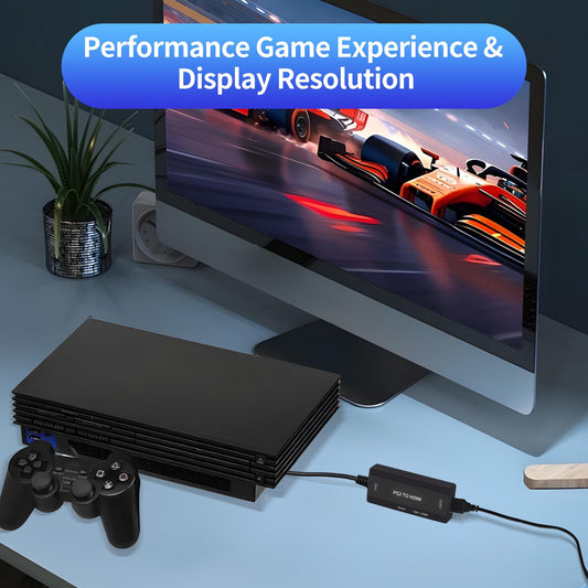 TECTINTER PS2 to HDMI Adapter - HD Signal Converter for PS2/PS3/PS1, Supports 4:3/16:9, USB Power Cable, Black