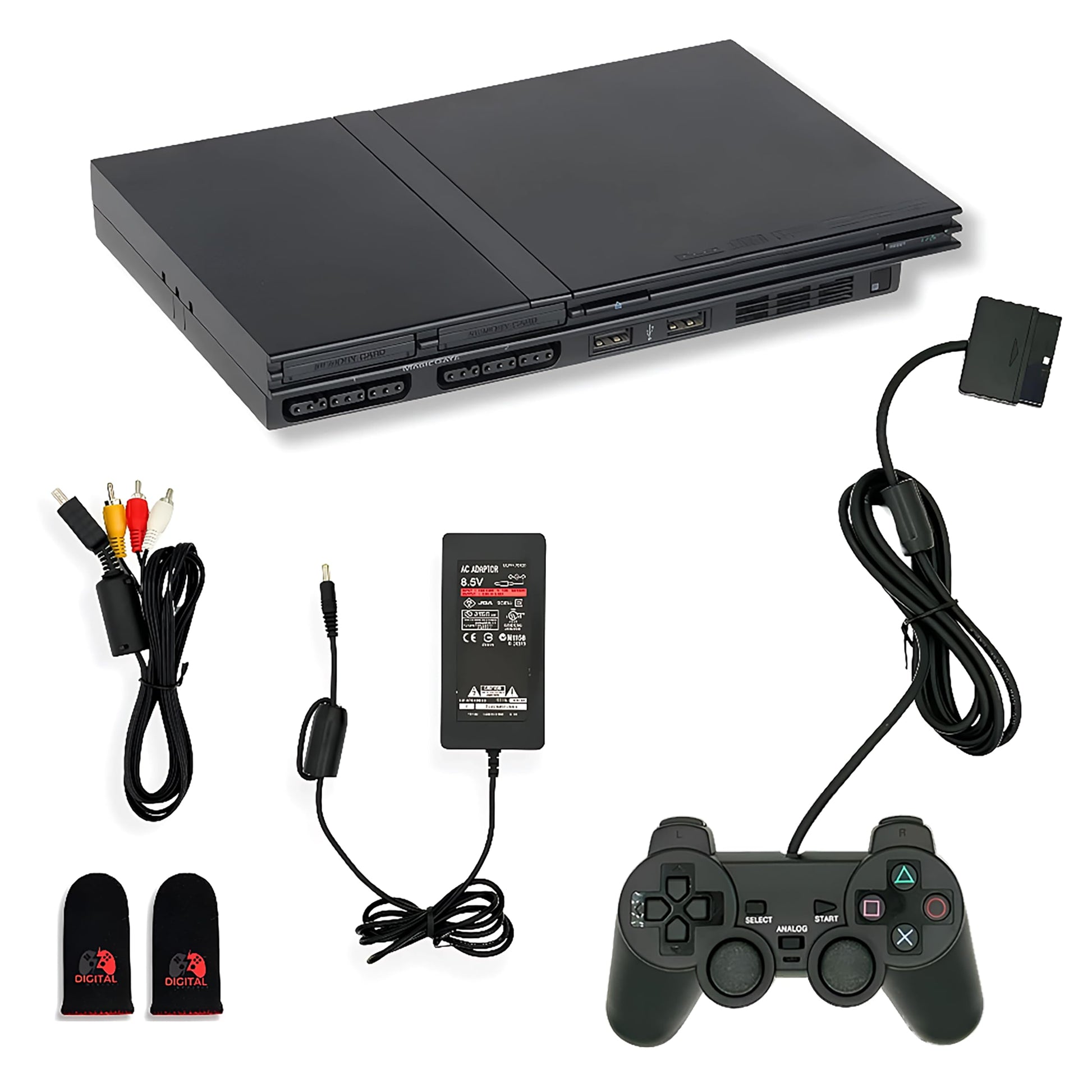 Sony Black fine PS2 Slim Console - PlayStation 2 with Controller  AV Cable  Power Cord (refurbished)