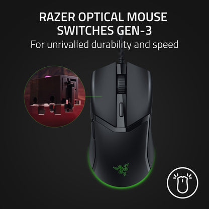 Razer Cobra Wired Gaming Mouse - 58g, Gen-3 Optical Switches, 8500 DPI, Chroma RGB, Speedflex Cable, Black, Model RZ01-04650100