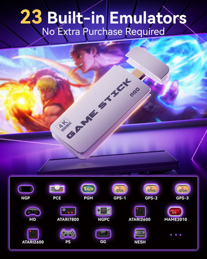 RMOKA Retro Gaming Console HQM15B, 20,000+ Built-in Games, 4K HD, 2 Wireless Controllers, White