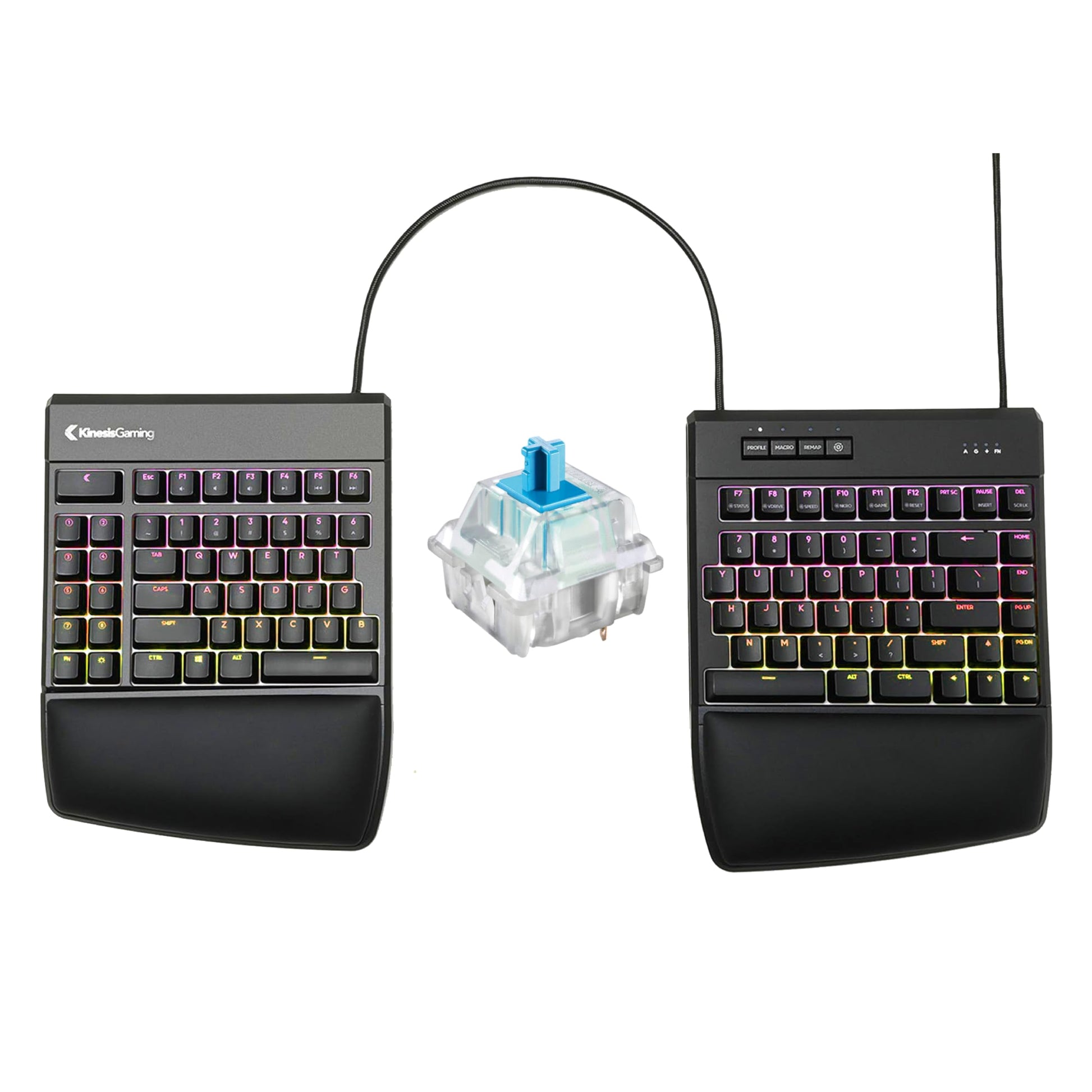 KINESIS Freestyle Edge RGB Split Mechanical Keyboard - MX Blue, Plastic, RGB Lighting, Model KB975-BLU