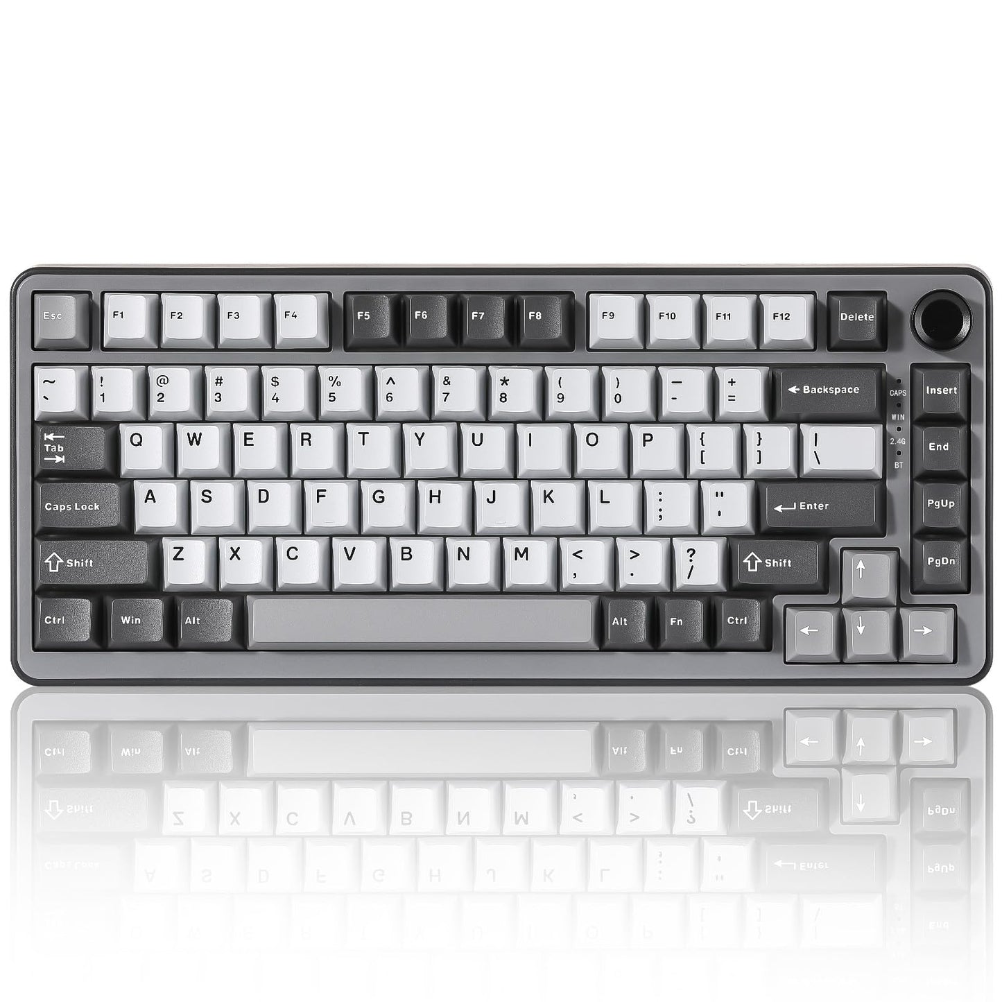 YUNZII B75 PRO Wireless Mechanical Keyboard 75% Layout with Knob Hot Swap Gasket Structure Creamy Pre-lubed Switches RGB Backlit Bluetooth/Type-C/2.4G for Win/Mac (Dark Grey  Milk Switch)