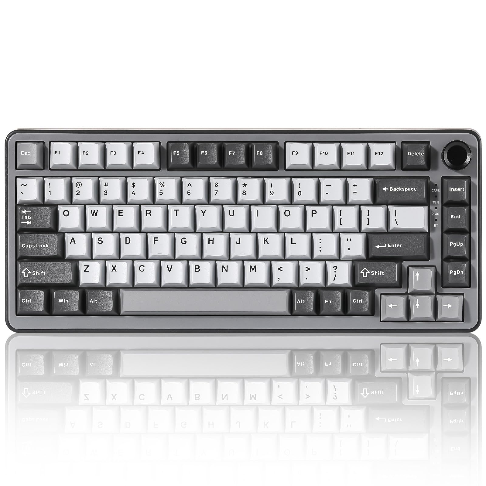 YUNZII B75 PRO Wireless Mechanical Keyboard 75% Layout with Knob Hot Swap Gasket Structure Creamy Pre-lubed Switches RGB Backlit Bluetooth/Type-C/2.4G for Win/Mac (Dark Grey  Milk Switch)