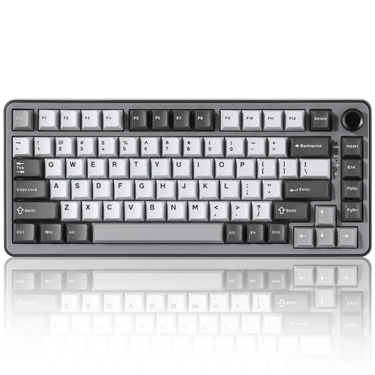 YUNZII B75 PRO Wireless Mechanical Keyboard 75% Layout with Knob Hot Swap Gasket Structure Creamy Pre-lubed Switches RGB Backlit Bluetooth/Type-C/2.4G for Win/Mac (Dark Grey  Milk Switch)