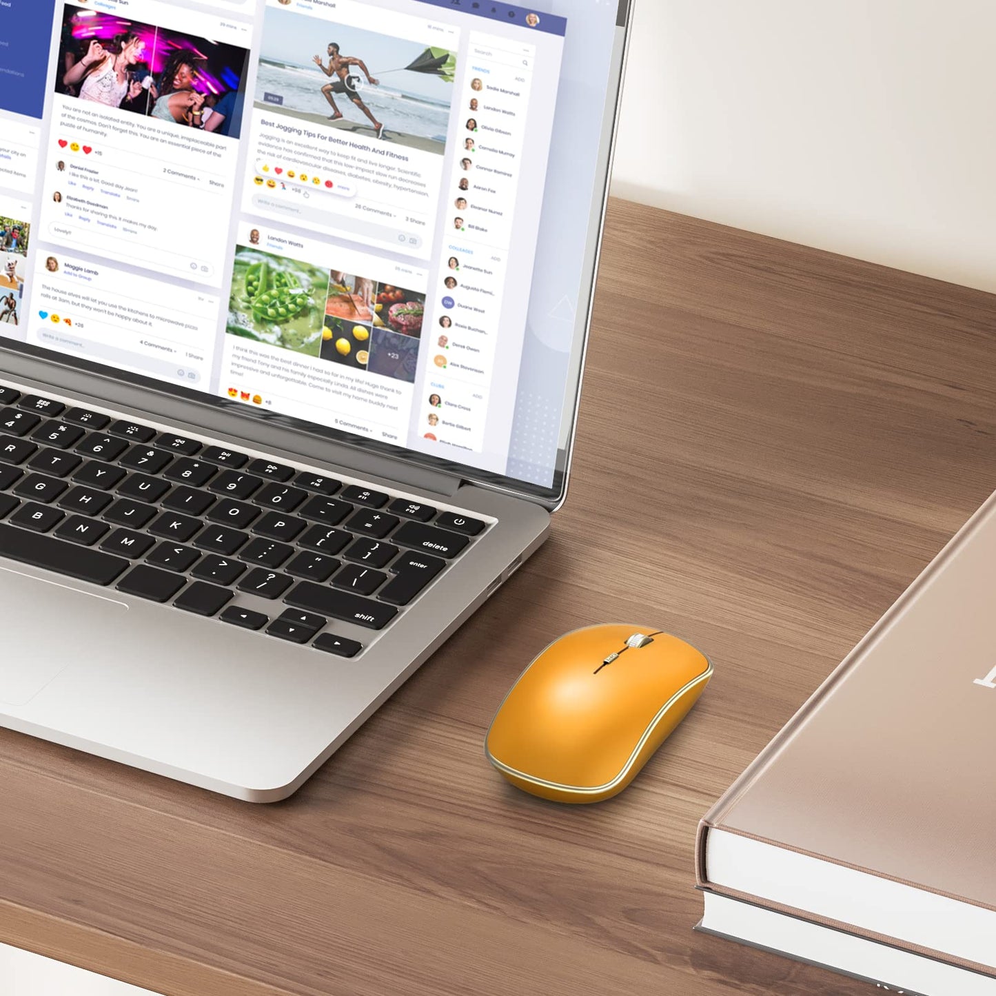 JOYACCESS Wireless Mouse - 2.4G, Silent Click, 3200 DPI, Orange, Model XRF-M1B-OG - Ideal for Laptop, Mac, PC, Notebook