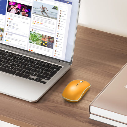 JOYACCESS Wireless Mouse - 2.4G, Silent Click, 3200 DPI, Orange, Model XRF-M1B-OG - Ideal for Laptop, Mac, PC, Notebook